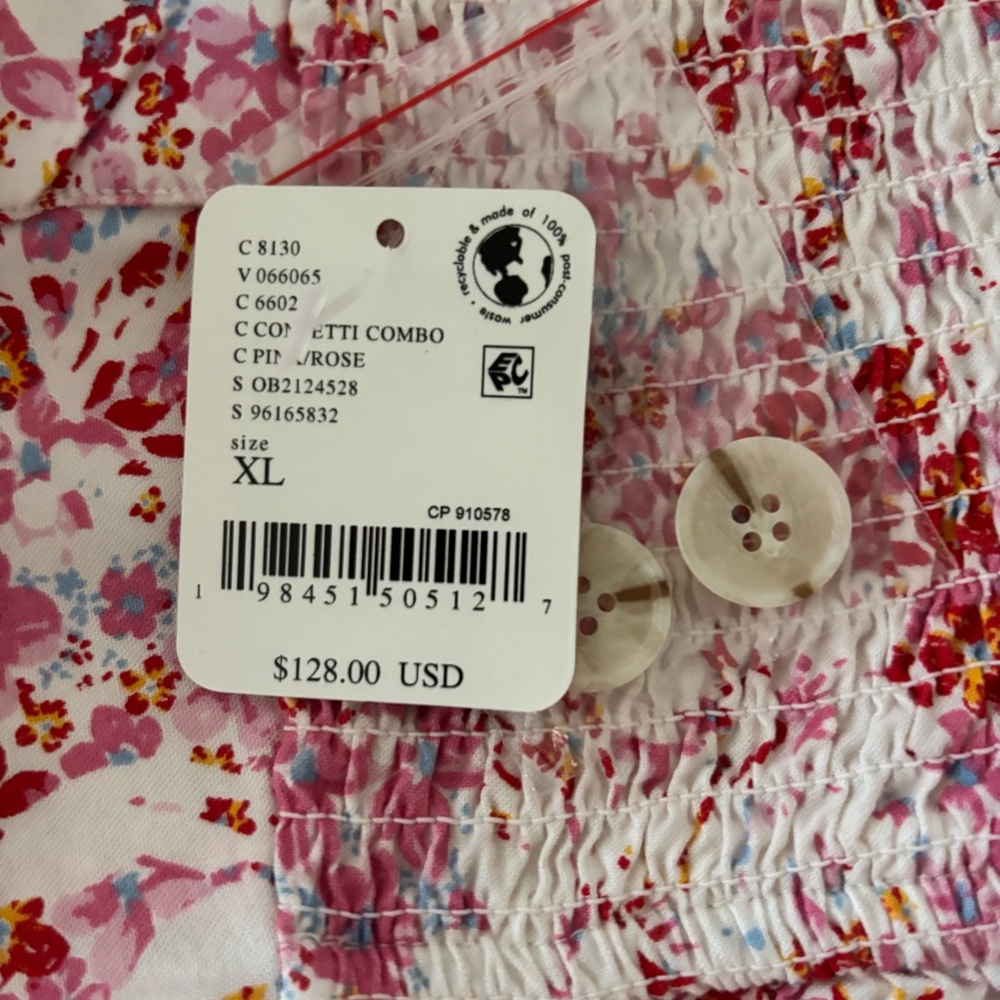 Free People Tomas Pink Mini Dress Button Detail Size XL NWT - Send Offers - Picture 9 of 9